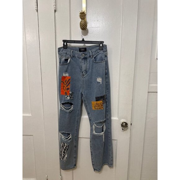 CIDER women’s size large patchwork jeans - Picture 1 of 9